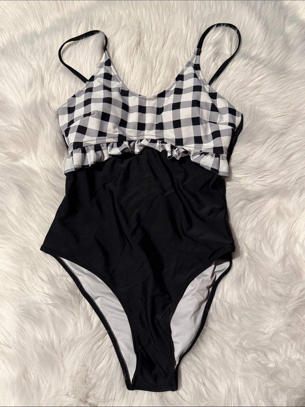 Cupshe Black One-Piece Swimsuit with White Accents